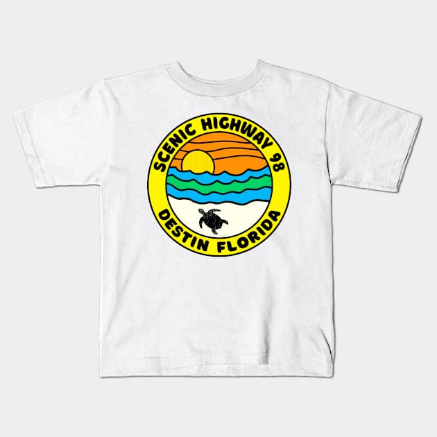 Scenic Highway 98 Destin Beach Florida Palms Panhandle Emerald Coast Kids T-Shirt by TravelTime